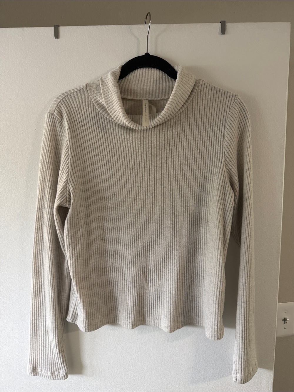 Babaton Cream Ribbed Turtleneck Sweater